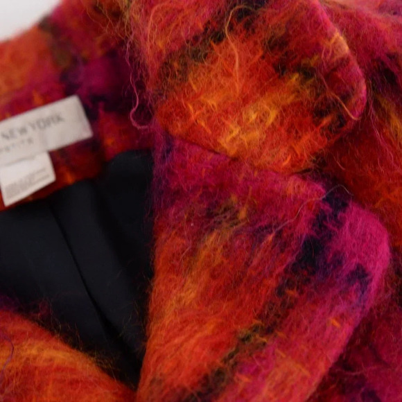 Vintage Jones New York Petites Pink/ Orange 50% Wool 45% Mohair Button Up Jacket - Picture 13 of 13